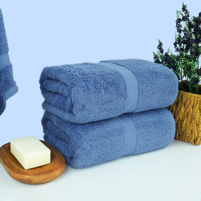 Chakir Turkish Linens, 100% Cotton Premium Quality Turkish Bath Sheets (35''x70'' Large Bath Sheet Towels - Wedgewood) | 100% cotton bath sheets, 35x70 oversized, OEKO-TEX certified, soft plush and absorbent