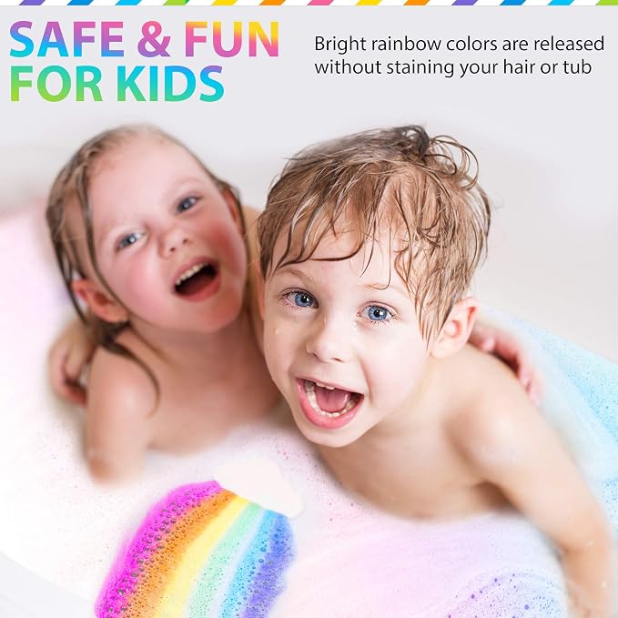 Bath Bombs for Kids, Natural Magic Rainbow BathBombs w/Organic Ingredients | Moisturizing Unicorn Bath Bombs w/Vibrant Colors & Rich Bubbles, Cloud Bath Bombs, Birthday Gifts for Kids, Girls, Boys