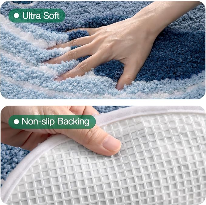 LUMI Cute Animal Bathroom Rugs, Plush Absorbent Bath Mats for Bathroom, Non-Slip Backing Washable Bath Mat, Ideal for Shower Sink Bathtub Room Decor, 24"x43", Deep Whale