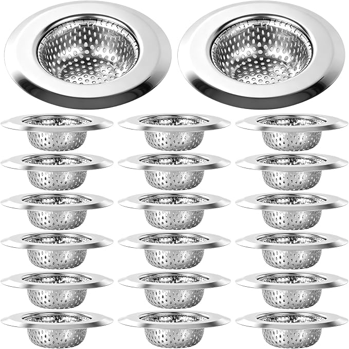 20PCS Bathtub Drain Strainer, 2.9" Shower Drain Hair Catcher Hair Stopper Wash Basin Filter Stainless Steel Tub Drain Cover, Anti-Clog Bathroom Kitchen Sink Drain Strainer (2.9" Top & 1.77" Basket)