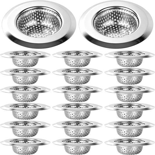 20PCS Bathtub Drain Strainer, 2.9" Shower Drain Hair Catcher Hair Stopper Wash Basin Filter Stainless Steel Tub Drain Cover, Anti-Clog Bathroom Kitchen Sink Drain Strainer (2.9" Top & 1.77" Basket)