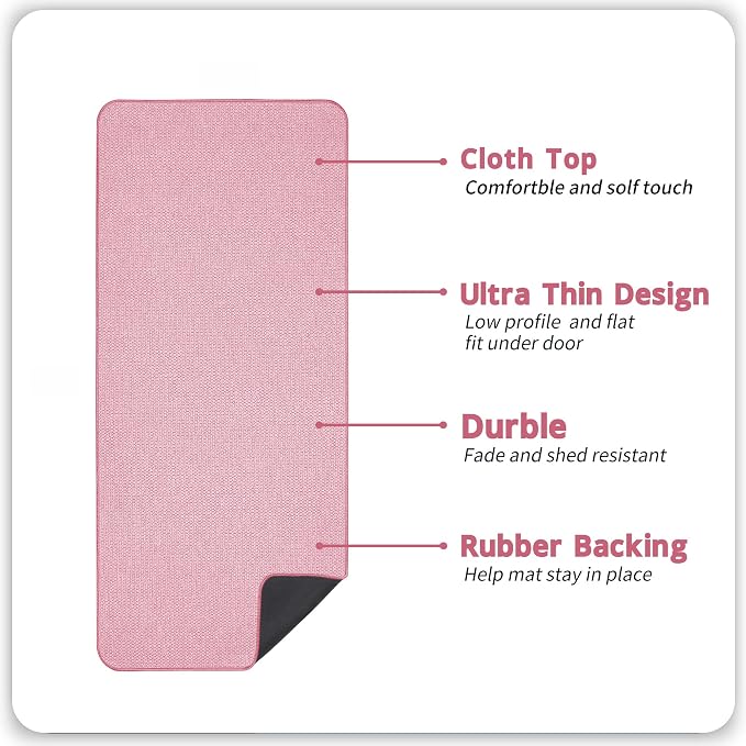 Bosap Bath Mat,Ultra Thin Bathroom Runner Rugs,Large Bath Mats for Bathroom,Quick Dry,Non-Slip,Machine Washable,Low Pile,Bath Rug,Shower Outside,Sink,Home Decor Accessories.Pink,3'x4'(36x48inch)