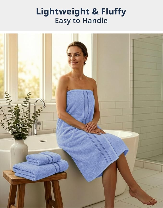 LANE LINEN Towel Set for Bathroom 6 Piece Soft Absorbent Quick Dry - Allure | Towels And Washcloths Sets - Oversized & Roomy, Lightweight & Breathable, Fade-Resistant Color, Classic Terry Weave
