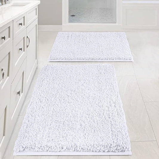 Bathroom Rugs Sets 2 Piece Non Slip Washable Bath Mat Set | Soft Absorbent bathroom mat set Microfiber bathroom floor mat Rubber Backed bath rug set for Floor, Tub and Shower
