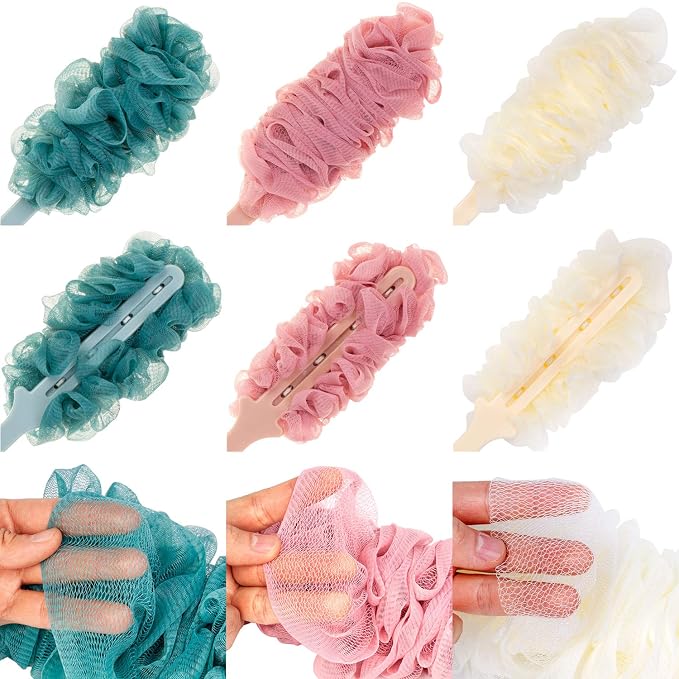 Back Scrubber for Shower,Loofah Long Handle Bath Body Brush,Soft Nylon Mesh Sponge for Shower,Loofah On a Stick for Men Women,Exfoliating Scrub Cleaning Luffa for Elderl(3Pack-Mix)