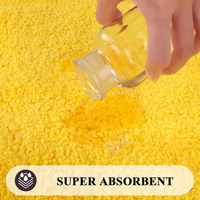 SHACOS Soft Microfiber Yellow Bathroom Rugs Sets 2 Pieces 32x20 inch | Absorbent Plush Bath Rugs, Non Slip Washable Shaggy Bath Mats, Fluffy Bathroom Runner Floor Mats Shower Rug