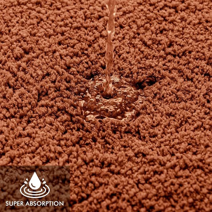 MIULEE Fall Burnt Orange Bathroom Rugs Set 2 Piece Bath Mats 20x24+16x24 | Absorbent Microfiber Bath Mat and U-Shaped Toilet Rug, Non Slip, Quick Dry, for Bathroom Floor Tub Showers, Machine Washable