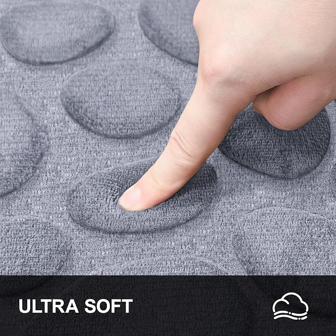 Stone Bath Mats, Non-Slip Memory Foam Bathroom Rugs, 20x32 Gray | TPR Rubber Backing,Ultra Soft,Highly Absorbent,Machine Washable,Quick Dry for Tub and Shower, Home Decor Accessories