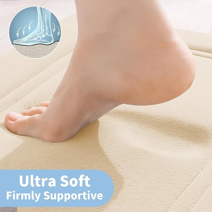 Cupic Cupid Memory Foam Bath Mat 24"×16", Non Slip Bathroom Rugs, Cream | Soft Touch, Cushioned Comfort, Non Slip Bathroom Mat, Super Absorbent & Quick Dry, Machine Washable for Shower, Tub & Vanity