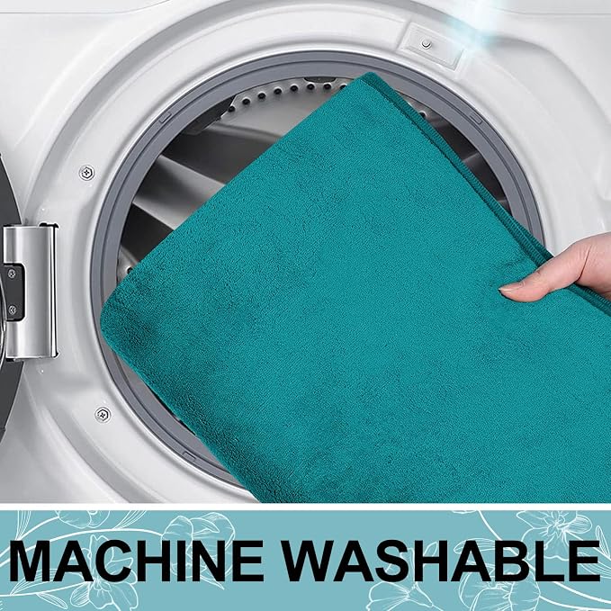 Smiry Memory Foam Bath Mat 24x16, Extra Soft and Absorbent Bathroom Rugs | Teal, Quick Dry Machine Washable Non-Slip Bath Mat for Bathroom Floor, Shower and Tub