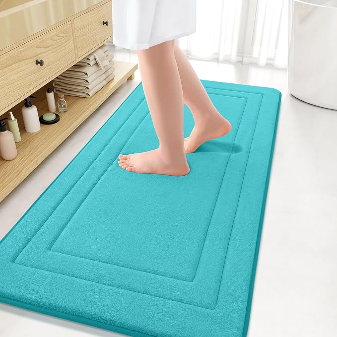 Arotive Memory Foam Bathroom Rug Mat 54x24, Ultra Soft and Absorbent Bath Mat, Machine Wash Dry, Comfortable Bath Rug Carpet for Bathroom Floor, Tub and Shower, Teal