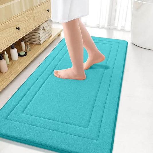Arotive Memory Foam Bathroom Rug Mat 54x24, Ultra Soft and Absorbent Bath Mat, Machine Wash Dry, Comfortable Bath Rug Carpet for Bathroom Floor, Tub and Shower, Teal