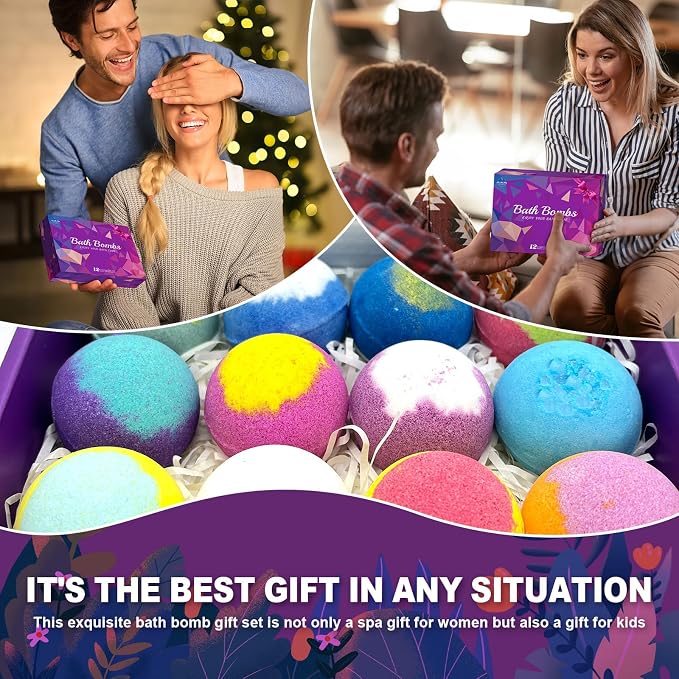 Bath Bombs for Women Gift Set 12 Pack Natural Relaxing Bath Bombs for Her，Aromatherapy Bubble Bath & Fizzy, Halloween Boo Basket Birthday Gifts for women Mom Gifts idea For wife/Teens, girlfriend,Kids