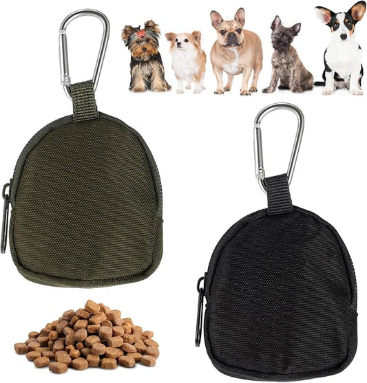 2 PCS Dog Treat Pouch, 5.12 × 2.95 in Waterproof Dog Treat Pouches for Pet Training, Zipper Closure Reusable Dog Training Treat Pouch, Portable Reward Puppy Treat Bag for Traveling or Outdoor