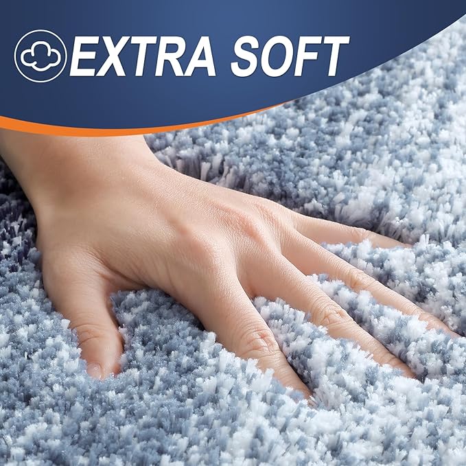 OLANLY Bathroom Runner Rug 45x27, Extra Soft Absorbent Microfiber Bath Rugs | Airy Blue, Non-Slip Quick-Drying Rubber Backing, Washable Long Bath Mat for Floor, Tub and Shower, Home Decor
