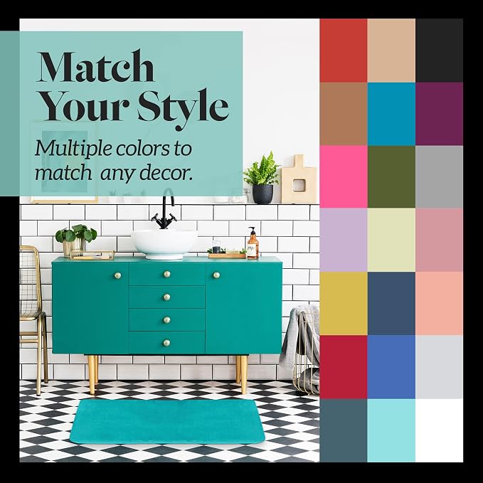 Memory Foam Bath Mat Non Slip Absorbent Super Cozy Velvet Bathroom Rug Carpet (22 inches X 36 inches, Teal)
