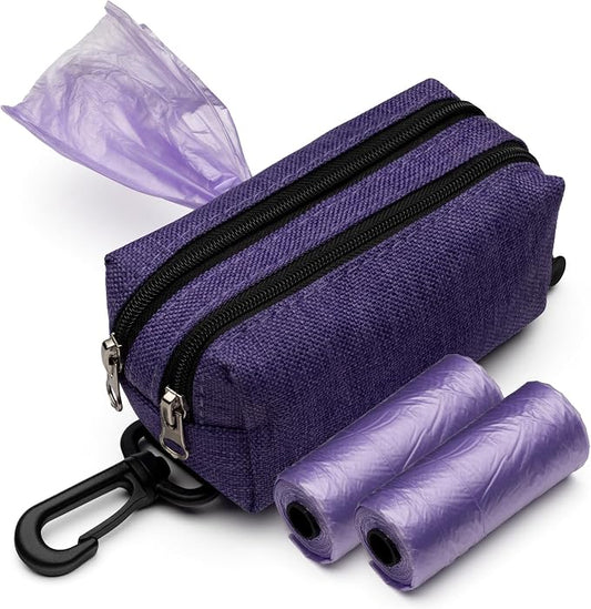 Premium Dog Poop Bag Holder for Leash - Convenient Dog Poop Bag Dispenser with Durable Design - Stylish Accessory for Easy Cleanup - Ideal for Dogs, Puppies, and Outdoor Walks - Purple