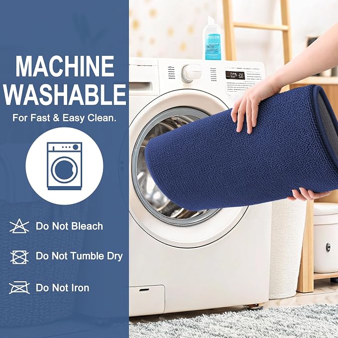 OLANLY Memory Foam Bathroom Runner Rugs 44x24, Long Mats, Twilight Sapphire | Soft Quick Dry Bath Rugs, Non-Slip, Absorbent Machine Washable Mat for Bathroom Floor, Tub and Shower, Home Decor Accessories