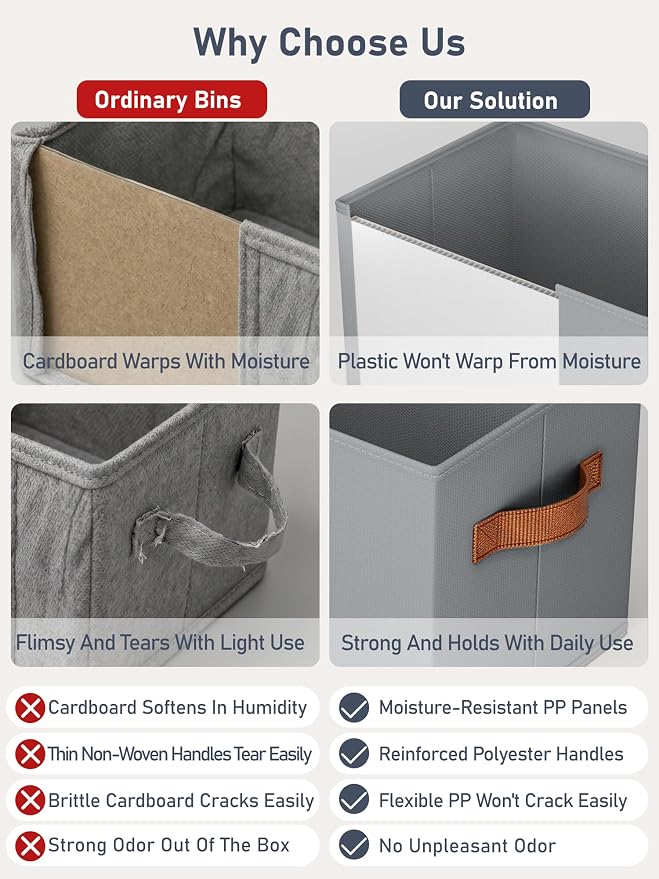 DIMJ Closet Storage Baskets Bins 6 Pack Large, Collapsible Fabric Closet Organizers and Storage with Polyester Handles, Decorative Baskets for Organizing Clothes, Towels, Linen Closet 14"x10"