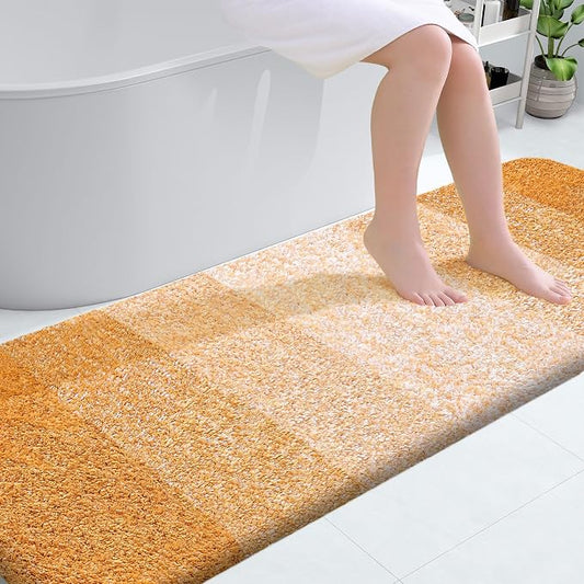OLANLY Bathroom Runner Rug 70x24, Extra Soft Absorbent Microfiber Bath Rugs | Golden Yellow, Non-Slip Quick-Drying Rubber Backing, Washable Long Bath Mat for Floor, Tub and Shower, Home Decor
