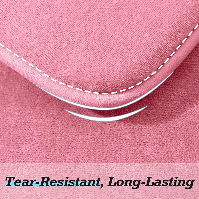 Bathroom Rugs Sets 3 Piece, Non-Slip & Quick Dry Bath Mat Set, Ultra Soft Velvet Bath Rugs for Bathroom, Toilet and Shower Floor, Pink