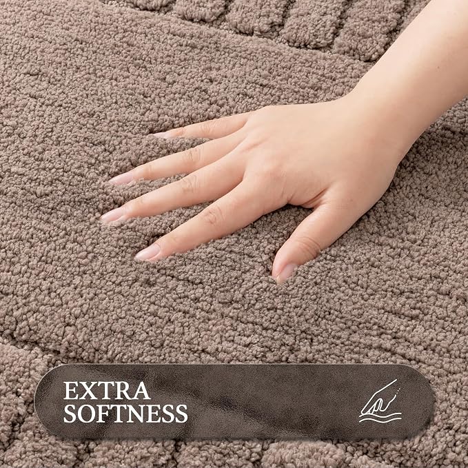 Pauwer Bathroom Rugs Sets 2 Piece, Non Slip Plush Bath Mats, Coffee | Machine Washable, Microfiber Shower Rugs, Absorbent Quick Dry, Floor Mat for Bath Floor Tub and Shower