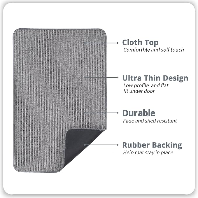 Bosap Bath Mat,Ultra Thin Bathroom Runner Rugs,Large Bath Mats for Bathroom,Quick Dry,Non-Slip,Machine Washable,Low Pile,Bath Rug,Shower Outside,Sink,Home Decor Accessories.Grey,1'5"x2'11"（17x35inch）