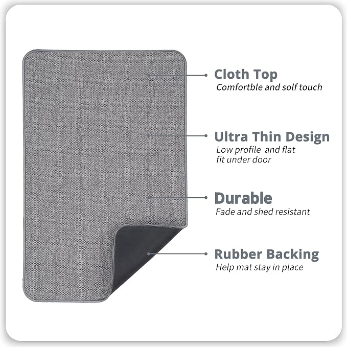 Bosap Bath Mat Set 2 Pieces,Ultra Thin Bathroom Rugs,Rubber Toilet Rugs | Non Slip,Quick Dry,Machine Washable,Low Pile,Absorbent,Shower,Sink,Bathroom Decor.(Grey,17"x27" Plus 20"x24"U Shaped)