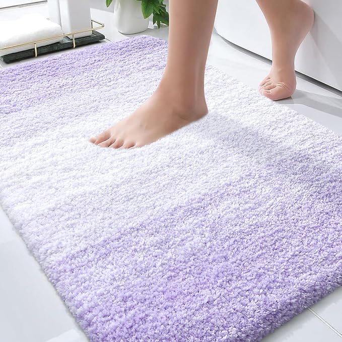 OLANLY Bathroom Rugs Mat 30x20, Extra Soft Absorbent Microfiber Bath Rugs | Light Purple, Non-Slip Quick-Drying Rubber Backing, Washable Plush Bath Mat for Floor, Tub and Shower, Home Decor Accessories