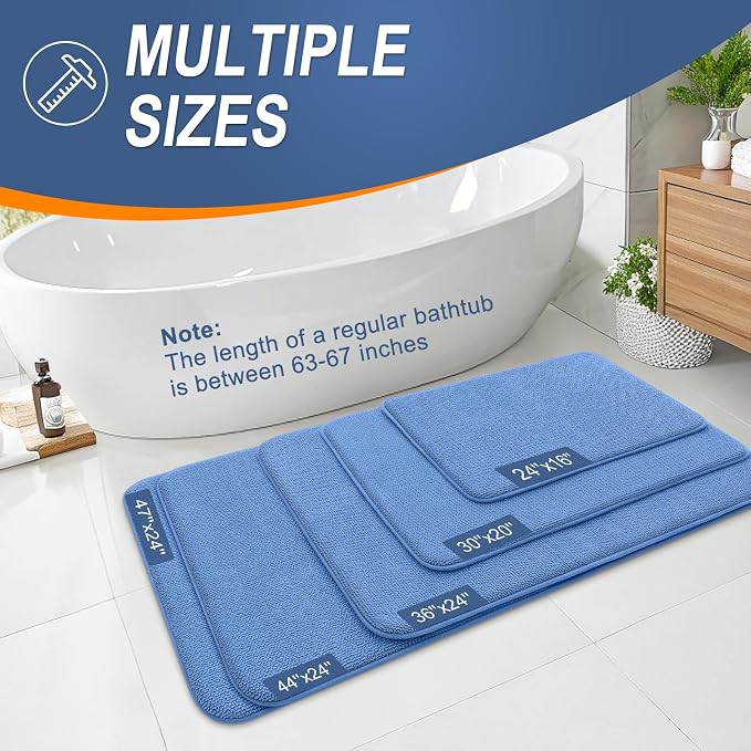 OLANLY Memory Foam Bathroom Rugs 30x20, Absorbent Bath Mat, Cornflower Blue | Soft Quick Dry Bath Rugs, Non-Slip, Machine Washable Carpet for Bathroom Floor, Tub and Shower, Home Decor Accessories