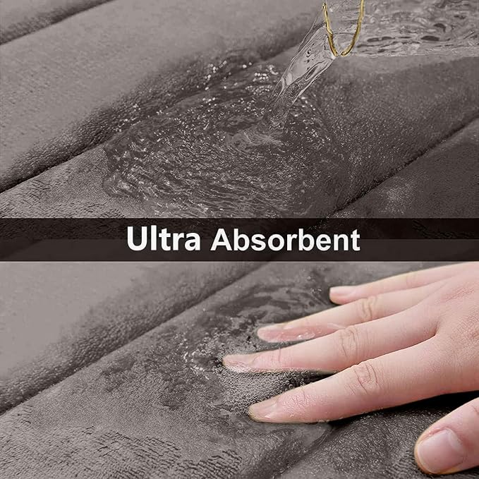 Buganda Memory Foam Bath Mat 30 x 20, Ultra Soft Absorbent Bathroom Rugs | Taupe, Machine Washable Quick Dry Bath Mats for Bathroom Floor, Shower and Tub, Home Decor Accessories