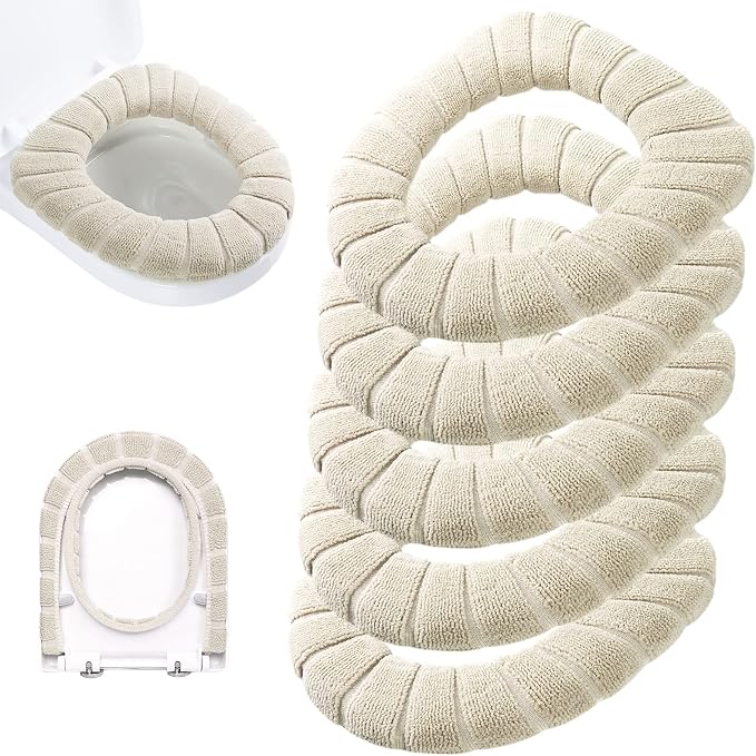Legigo 5 Pack Toilet Seat Cover, Soft Toilet Seat Warmer Pads for Bathroom | Warmth, Comfort & Easy to Install, Toilet Seat Cushion Covers, Washable and Stretchable