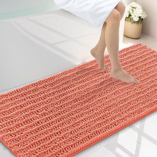 Smiry Bathroom Rugs 59X24, Extra Soft Rubber Backing Chenille Bath Mats | Coral Machine Washable Non Slip Quick Dry Bath Mats for Bathroom Floor, Tub, Shower, Home Decor Accessories