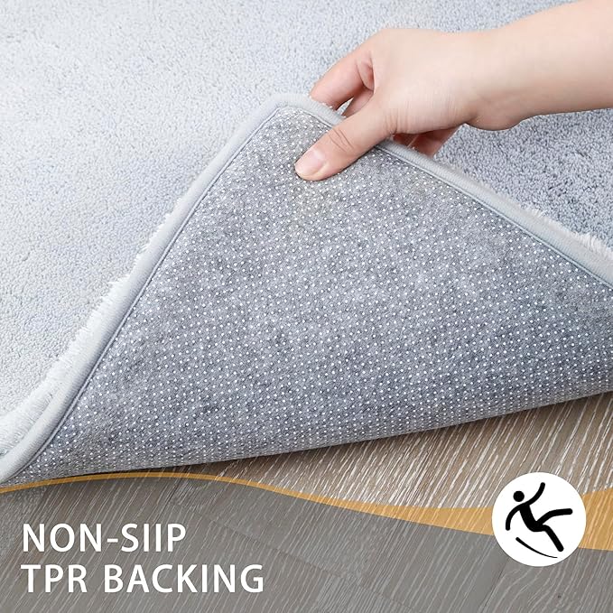 MINIDEAR Bathroom Rugs 47x20 Light Gray - Thick Memory Foam Bath Mat, Ultra Soft & Plush Fluffy, Non-Slip, Quick Dry, Absorbent Washable Floor Microfiber Mat for Tub, Home Decor Accessories