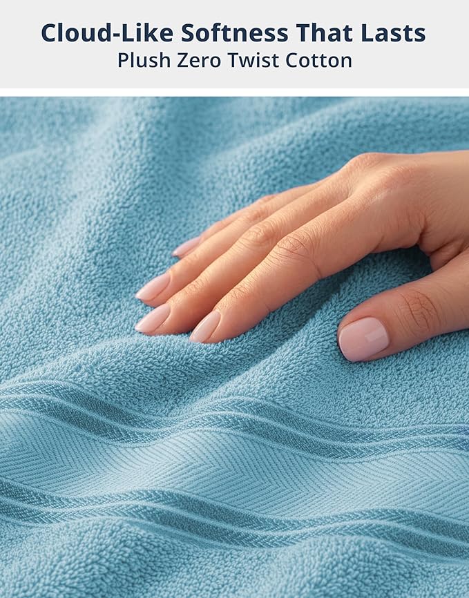 LANE LINEN Bath Towel Set 100% Cotton 18 Piece Soft Absorbent - Blue | Towel Pack -, Terry Weave Comfort, Long-Lasting Comfort, Hotel-Style Look, Gets Softer With Every Wash