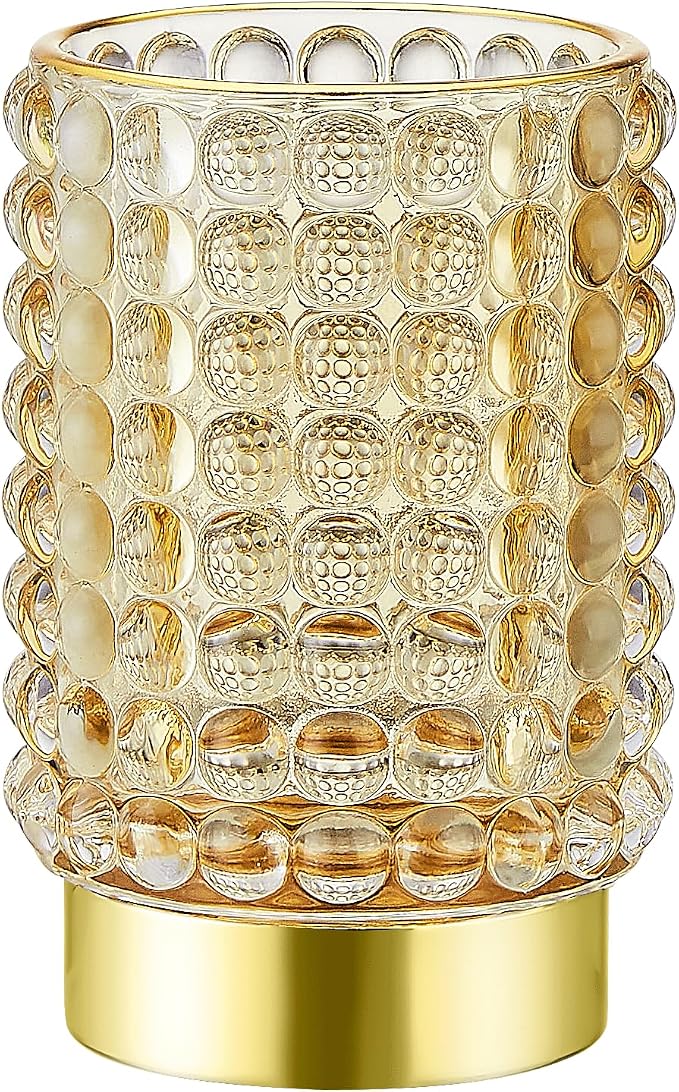Makeup Brush Holder Organizer,Toothbrush Holders,Desk Pen Pencil Holder,Multifunctional Vintage Glass Brush Cup(A38-3-US/Gold/L)