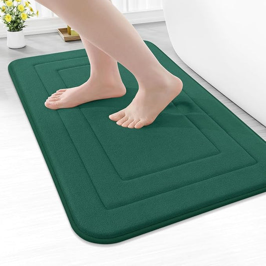 Arotive Memory Foam Bathroom Rug Mat 24x16, Ultra Soft and Absorbent Bath Mat, Machine Wash Dry, Comfortable Bath Rug Carpet for Bathroom Floor, Tub and Shower, Dark Green