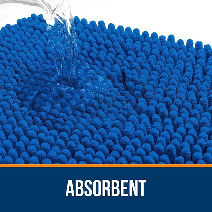 OLANLY Large Bathroom Rugs 40x32, Extra Soft Absorbent Chenille Bath Rugs | Deep Navy Blue, Quick-Drying Rubber Backing, Washable Bath Mat for Bathroom Floor, Tub and Shower, Home Decor Accessories