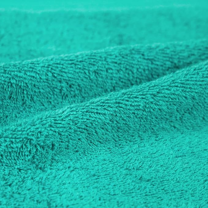 Amazon Basics Fade-Resistant 100% Cotton Hand Towels for Bathroom, Soft Absorbent, 26 x 16 inches, Teal, 6-Pack