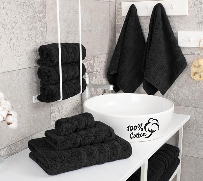American Soft Linen 100% Cotton Luxury Turkish Towels, 6 Piece Towel Set | Soft Absorbent Quick Dry OEKO Tex Standard 100 Certificated Durable Machine Washable Premium Hotel Quality
