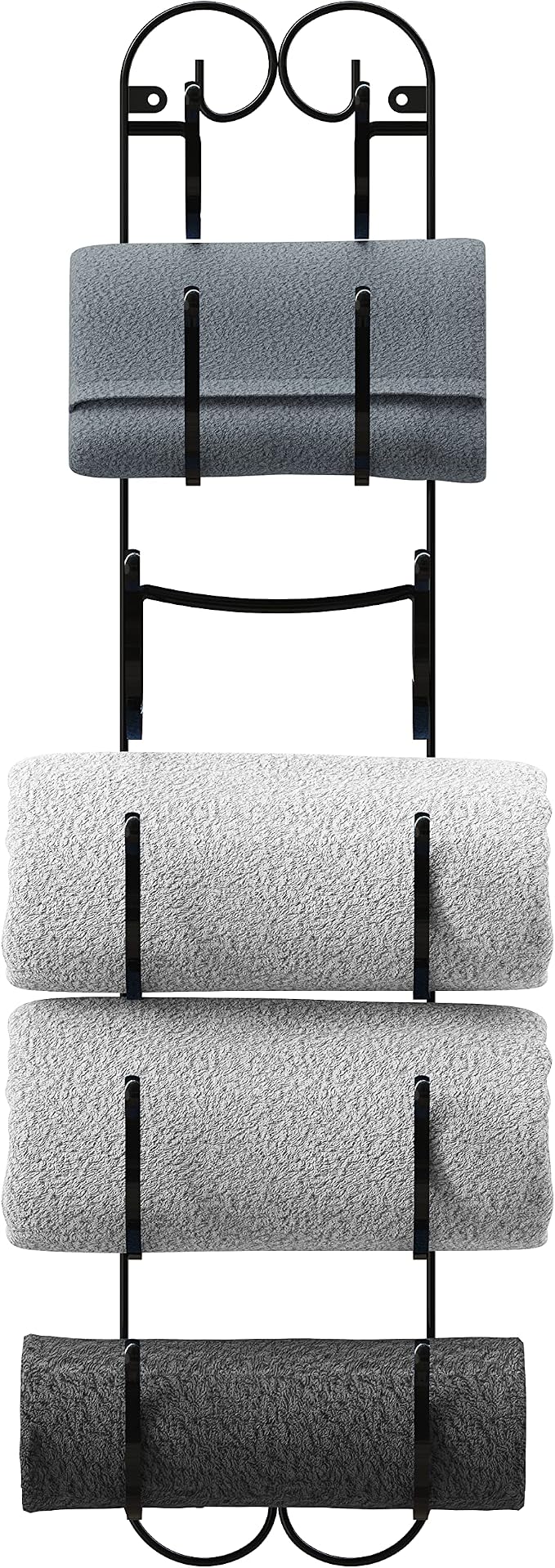 Deco Brothers 6-Tier Towel Rack, Wall Mounted Towel Holder, Bronze