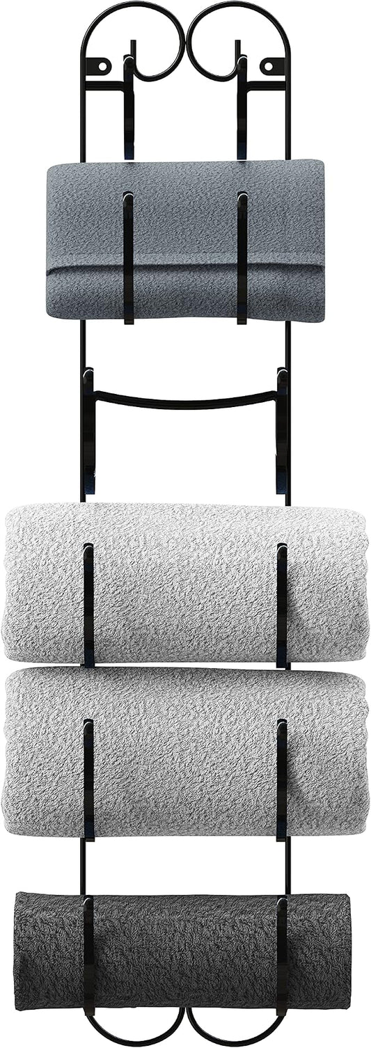 Deco Brothers 6-Tier Towel Rack, Wall Mounted Towel Holder, Bronze