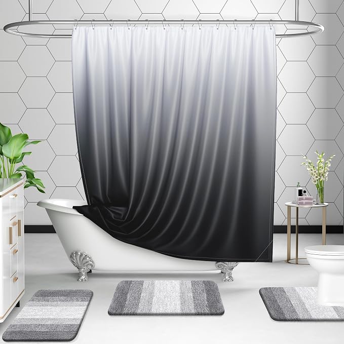 OLANLY Microfiber Bathroom Rugs Sets 3 Piece, 30"x20"+24"x16"+24"x20" | Light Grey, Soft Absorbent Bath Mat and U-Shaped Contour Toilet Rug, Machine Wash Dry, Plush Shaggy Bath Mat Set for Bathroom