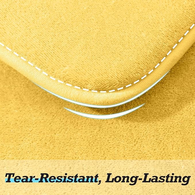 Bathroom Rugs Sets 3 Piece, Non-Slip & Quick Dry Bath Mat Set, Ultra Soft Velvet Bath Rugs for Bathroom, Toilet and Shower Floor, Yellow