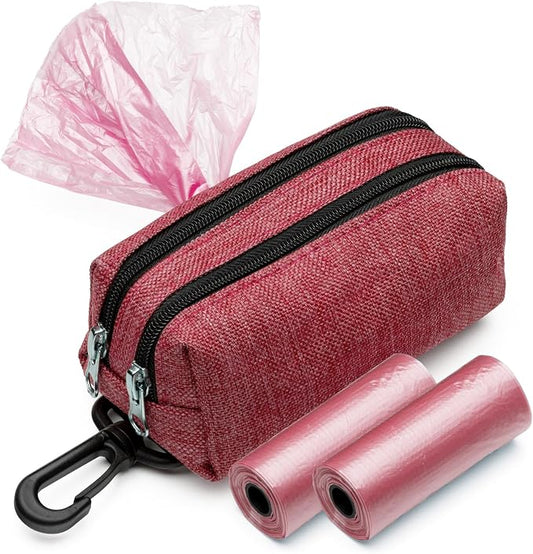 Premium Dog Poop Bag Holder for Leash - Convenient Dog Poop Bag Dispenser with Durable Design - Stylish Accessory for Easy Cleanup - Ideal for Dogs, Puppies, and Outdoor Walks - Pink