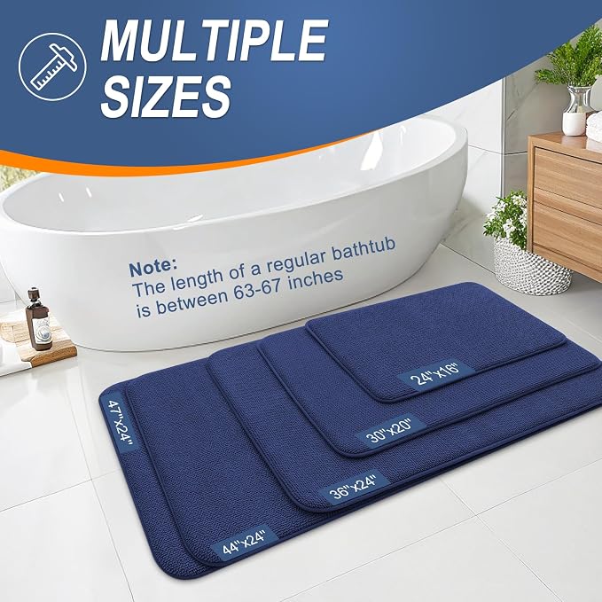 OLANLY Memory Foam Bathroom Runner Rugs 44x24, Long Mats, Twilight Sapphire | Soft Quick Dry Bath Rugs, Non-Slip, Absorbent Machine Washable Mat for Bathroom Floor, Tub and Shower, Home Decor Accessories