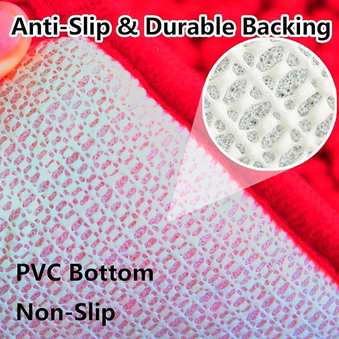BOANKODU Red Bathroom Rugs Sets 2 Piece, Absorbent Bath Mat for Bathroom Very Soft Chenille Non-Slip, 32x20 Inch + 20x20 Inch U Shape Bathroom Mat, Machine Washable