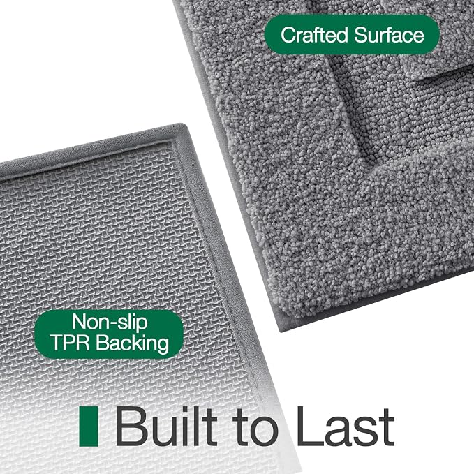 LUMI Ultra Soft Bathroom Rugs Absorbent, Non Slip Bath Mat 24x36, Dark Grey | Machine Washable with Rubber Backing, Quick Dry, Premium Microfiber Carpet for Shower Floor