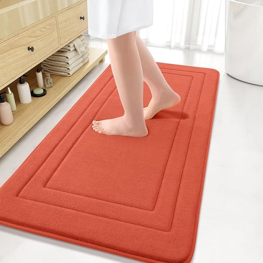 Arotive Memory Foam Bathroom Rug Mat 47x24, Ultra Soft and Absorbent Bath Mat, Machine Wash Dry, Comfortable Bath Rug Carpet for Bathroom Floor, Tub and Shower, Coral