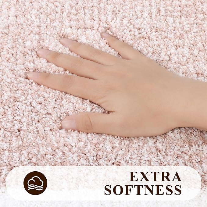 Pauwer Bathroom Rugs Sets 2 Piece, Non Slip Washable Bath Mat, Dusty Pink | Soft Plush Microfiber, Super Absorbent Floor Carpet, Quick Dry, Shaggy Shower Rug Runner